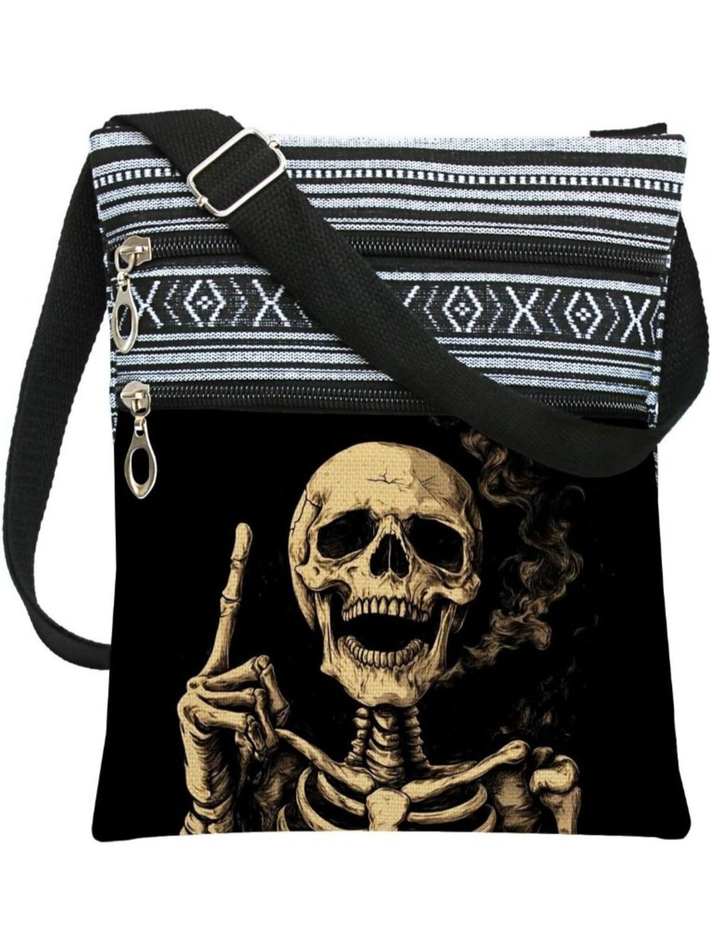 Women's Blue Red Halloween Pumpkin Bat Goth Skull Witch Crossbody Shoulder Bag